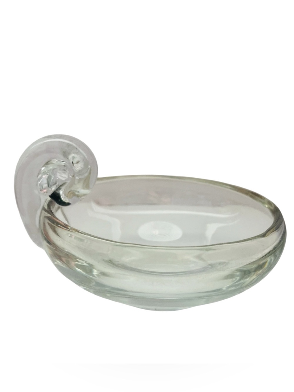TOSCANY Handled Nappy Kristen Clear Glass Soap Dish with Curled Accent